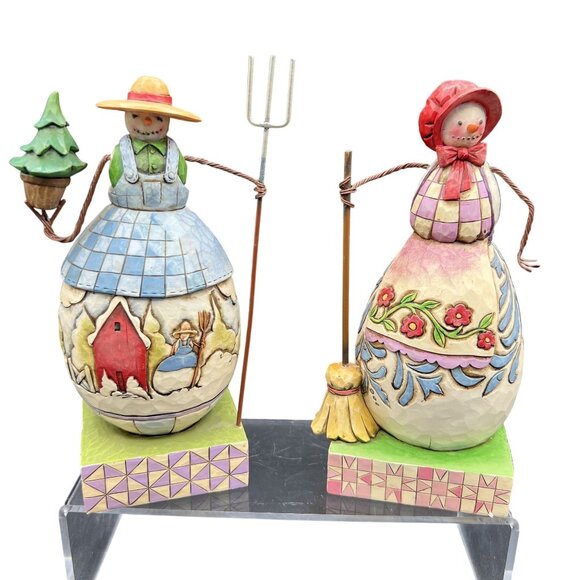 Jim Shore Heartwood Creek "Not A Flake Out Of Place" 8" Snowman Set Figurines - Picture 1 of 14